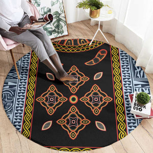 Cameroon Bamileke Toghu Pattern Round Carpet Bamenda Royal Cultural Design
