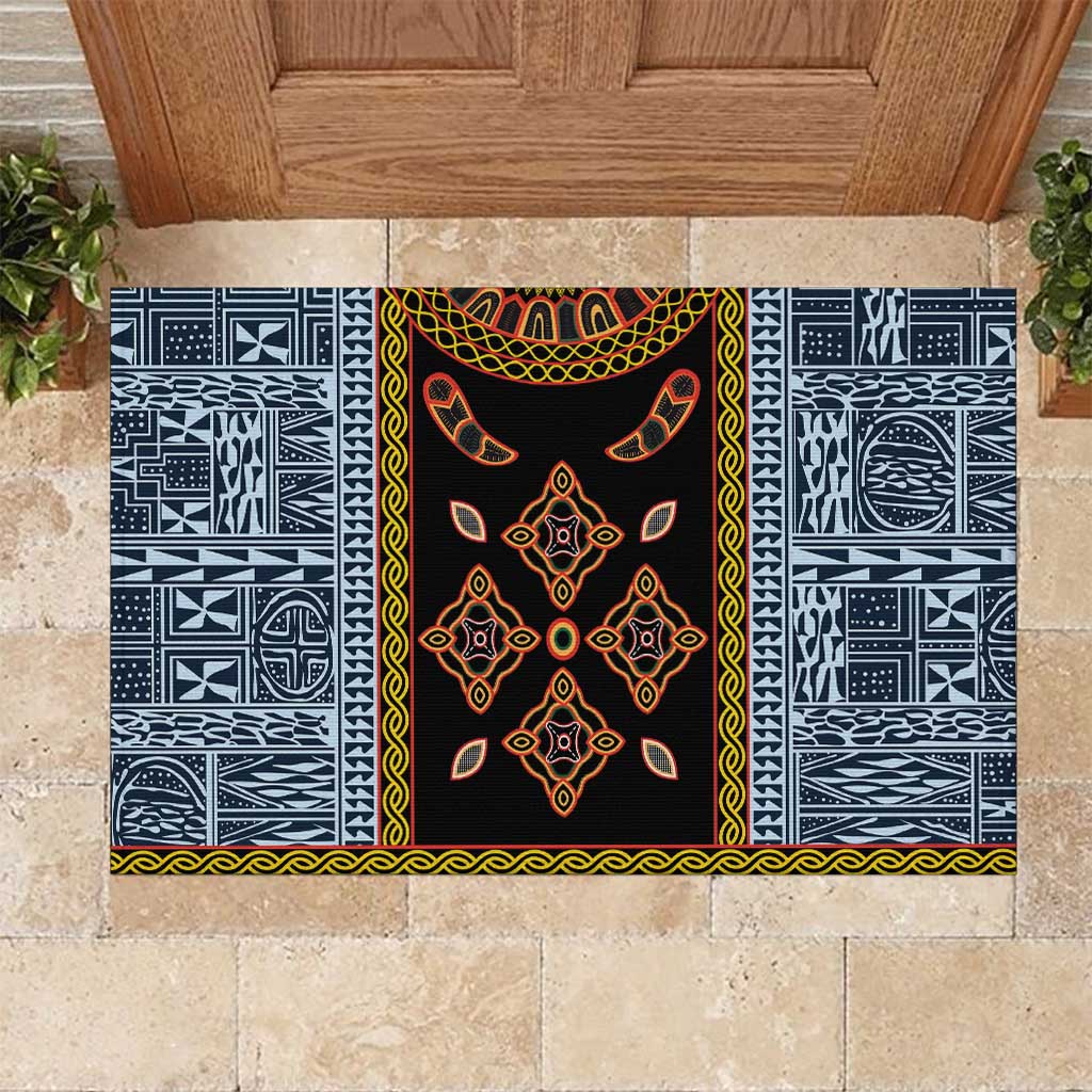 Cameroon Bamileke Toghu Pattern Rubber Doormat Bamenda Royal Cultural Design