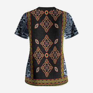 Cameroon Bamileke Toghu Pattern Scrub Top Bamenda Royal Cultural Design