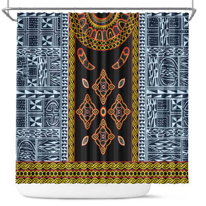 Cameroon Bamileke Toghu Pattern Shower Curtain Bamenda Royal Cultural Design
