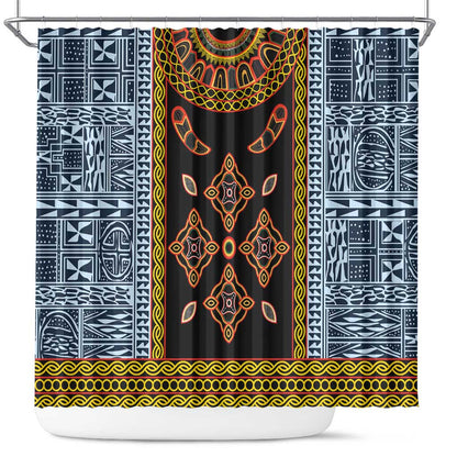Cameroon Bamileke Toghu Pattern Shower Curtain Bamenda Royal Cultural Design