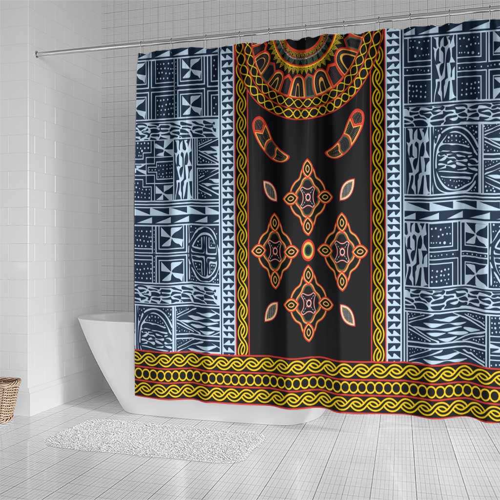 Cameroon Bamileke Toghu Pattern Shower Curtain Bamenda Royal Cultural Design