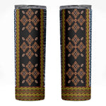 Cameroon Bamileke Toghu Pattern Skinny Tumbler Bamenda Royal Cultural Design