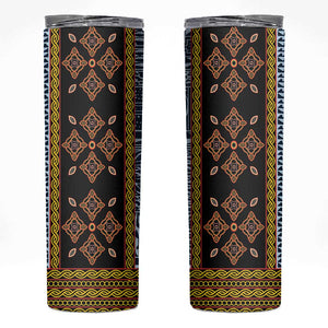 Cameroon Bamileke Toghu Pattern Skinny Tumbler Bamenda Royal Cultural Design
