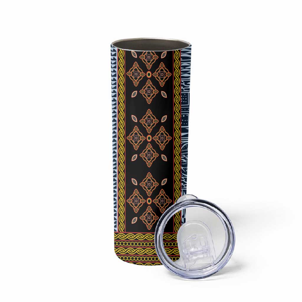 Cameroon Bamileke Toghu Pattern Skinny Tumbler Bamenda Royal Cultural Design
