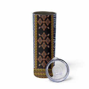 Cameroon Bamileke Toghu Pattern Skinny Tumbler Bamenda Royal Cultural Design