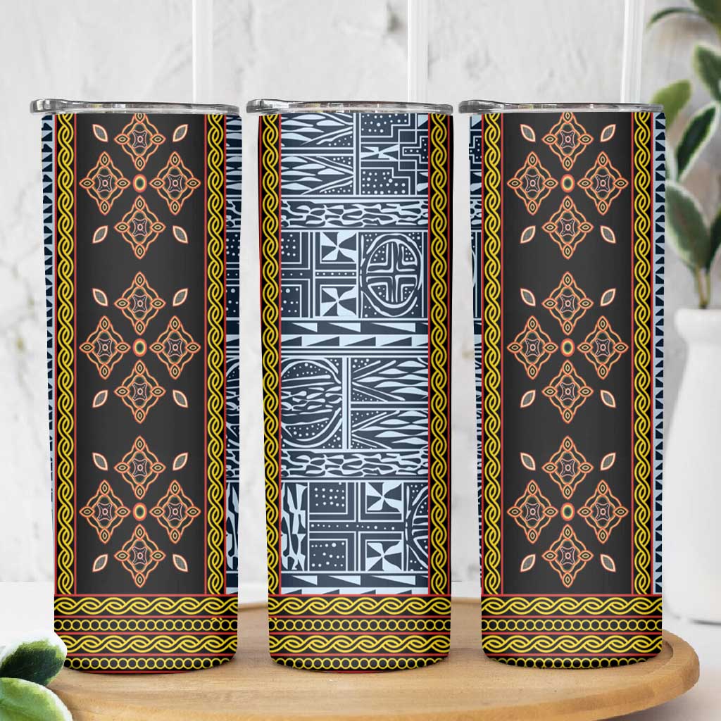 Cameroon Bamileke Toghu Pattern Skinny Tumbler Bamenda Royal Cultural Design