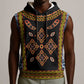 Cameroon Bamileke Toghu Pattern Sleeveless Hoodie Bamenda Royal Cultural Design