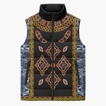 Cameroon Bamileke Toghu Pattern Sleeveless Puffer Jacket Bamenda Royal Cultural Design