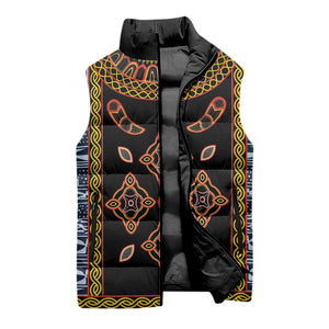Cameroon Bamileke Toghu Pattern Sleeveless Puffer Jacket Bamenda Royal Cultural Design