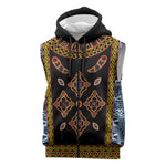 Cameroon Bamileke Toghu Pattern Sleeveless Zip Hoodie Bamenda Royal Cultural Design