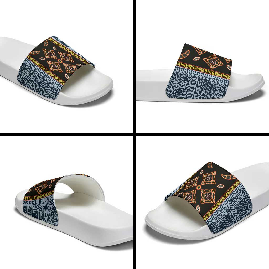 Cameroon Bamileke Toghu Pattern Slide Sandals Bamenda Royal Cultural Design