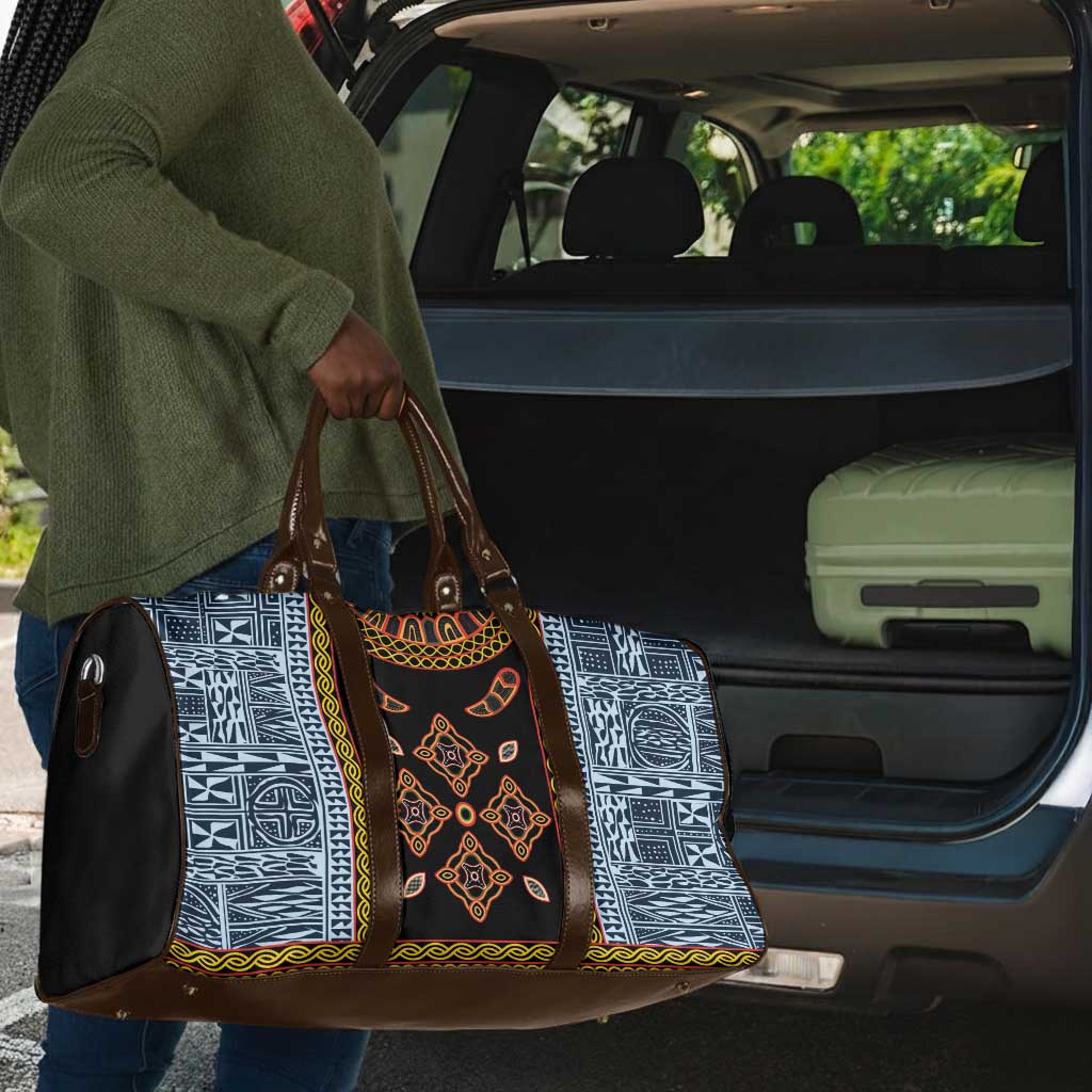 Cameroon Bamileke Toghu Pattern Travel Bag Bamenda Royal Cultural Design