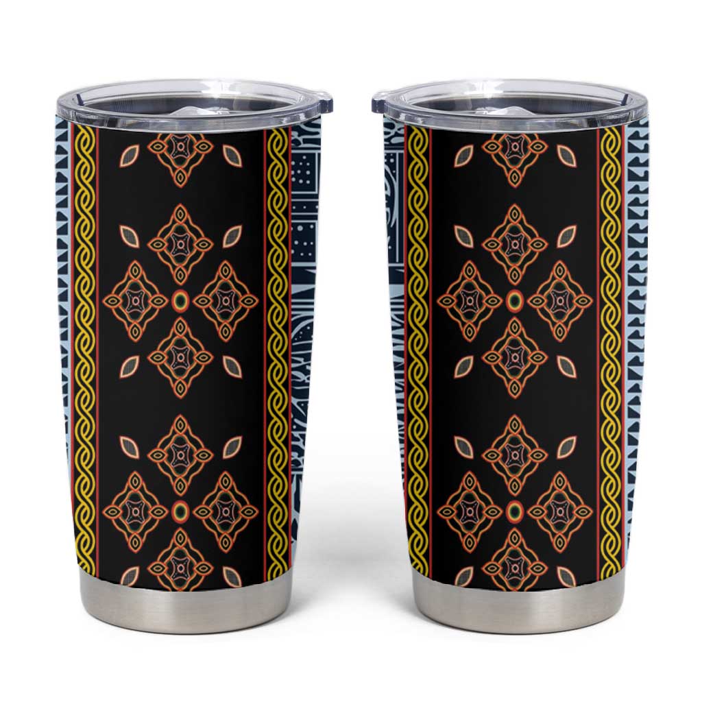 Cameroon Bamileke Toghu Pattern Tumbler Cup Bamenda Royal Cultural Design