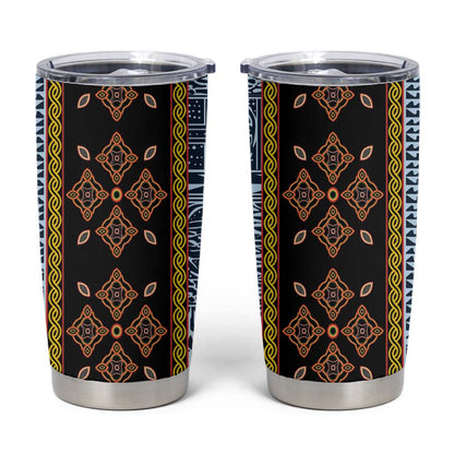 Cameroon Bamileke Toghu Pattern Tumbler Cup Bamenda Royal Cultural Design