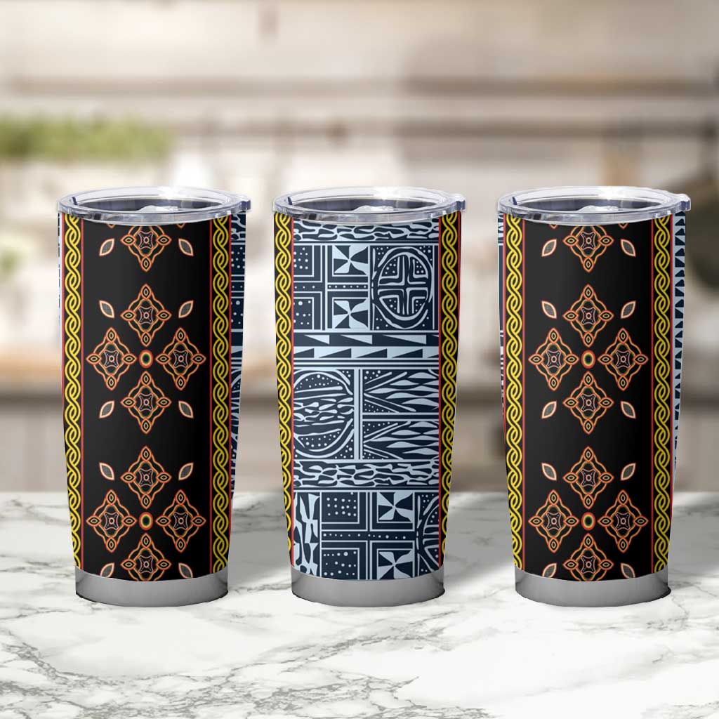 Cameroon Bamileke Toghu Pattern Tumbler Cup Bamenda Royal Cultural Design