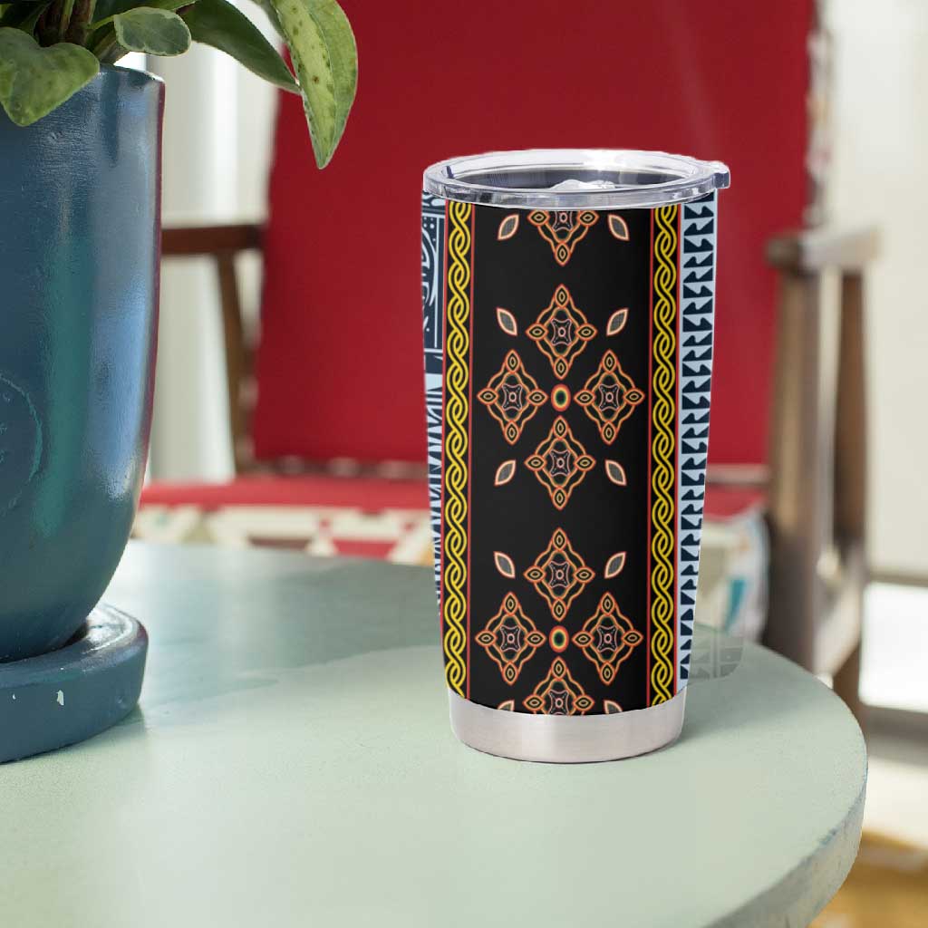 Cameroon Bamileke Toghu Pattern Tumbler Cup Bamenda Royal Cultural Design