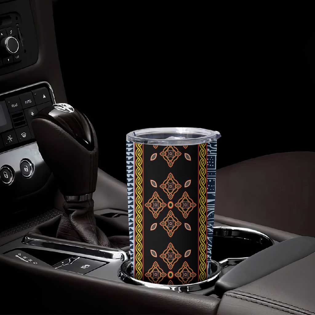Cameroon Bamileke Toghu Pattern Tumbler Cup Bamenda Royal Cultural Design