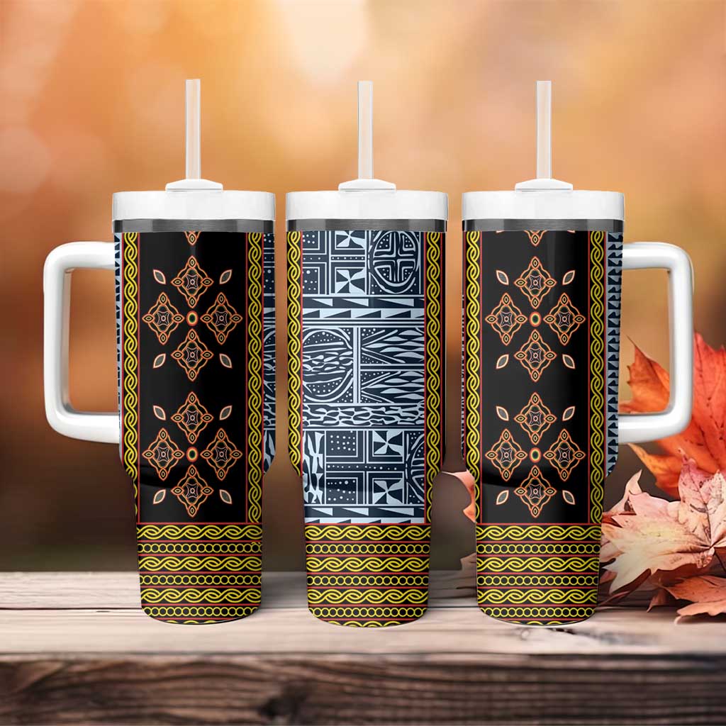 Cameroon Bamileke Toghu Pattern Tumbler With Handle Bamenda Royal Cultural Design