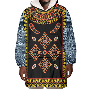 Cameroon Bamileke Toghu Pattern Wearable Blanket Hoodie Bamenda Royal Cultural Design