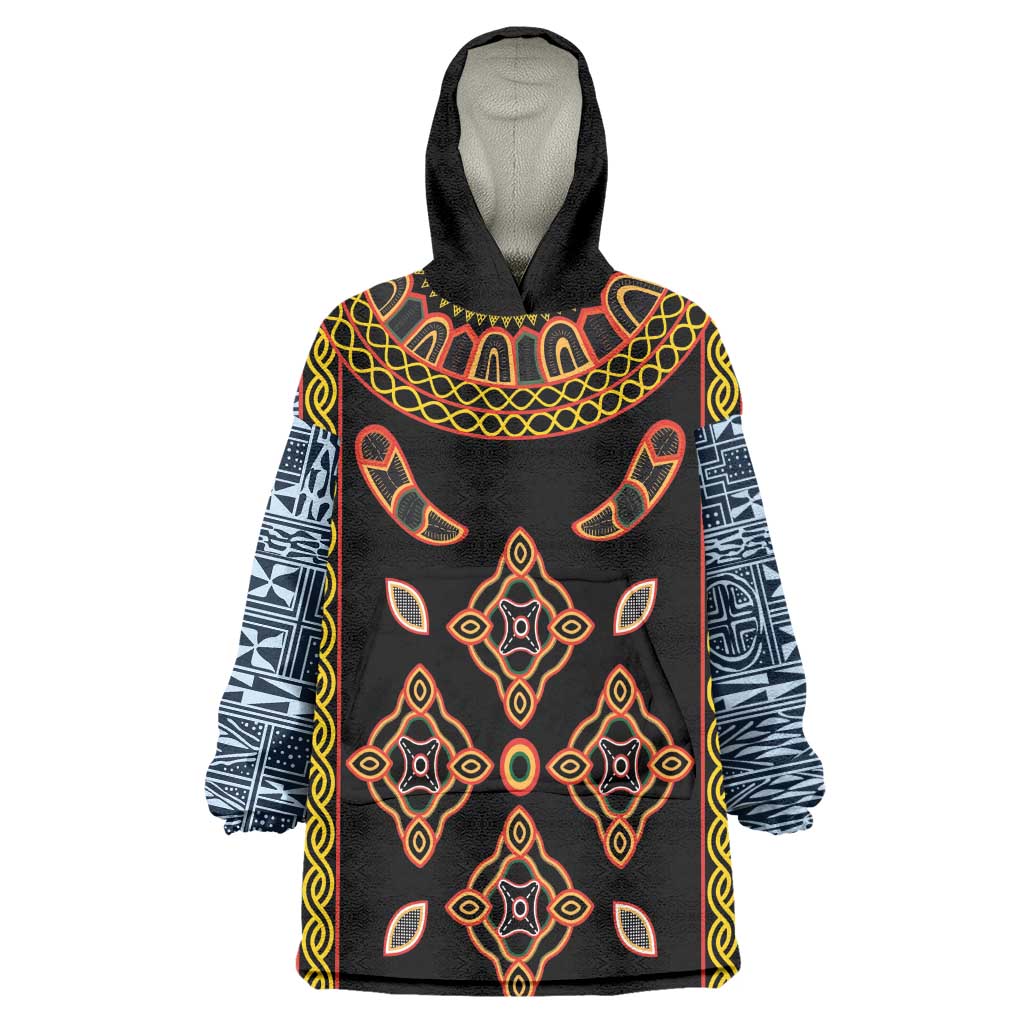 Cameroon Bamileke Toghu Pattern Wearable Blanket Hoodie Bamenda Royal Cultural Design