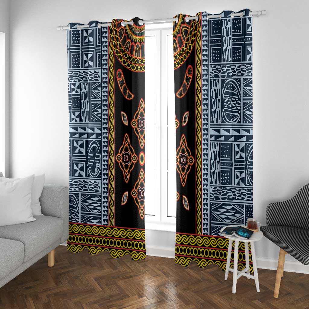 Cameroon Bamileke Toghu Pattern Window Curtain Bamenda Royal Cultural Design