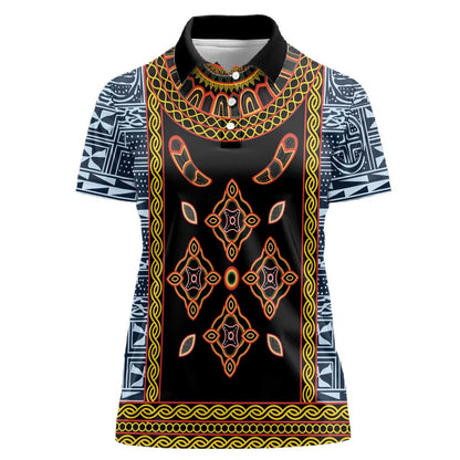 Cameroon Bamileke Toghu Pattern Women Polo Shirt Bamenda Royal Cultural Design