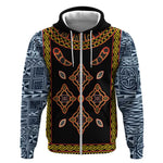 Cameroon Bamileke Toghu Pattern Zip Hoodie Bamenda Royal Cultural Design