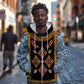 Cameroon Bamileke Toghu Pattern Zip Hoodie Bamenda Royal Cultural Design