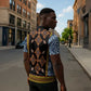 Cameroon Bamileke Toghu Pattern Zipper Polo Shirt Bamenda Royal Cultural Design