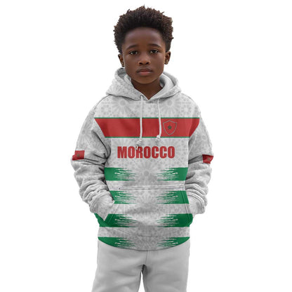 Custom Morocco Football Kid Hoodie Road To Football Glory - African Pride