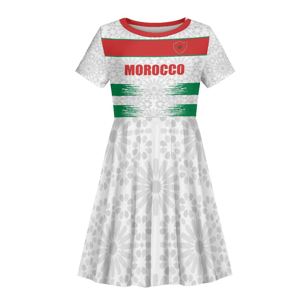 Custom Morocco Football Kid Short Sleeve Dress Road To Football Glory - African Pride