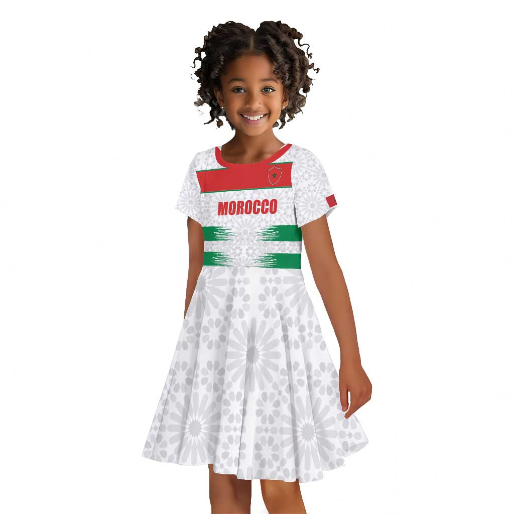Custom Morocco Football Kid Short Sleeve Dress Road To Football Glory - African Pride