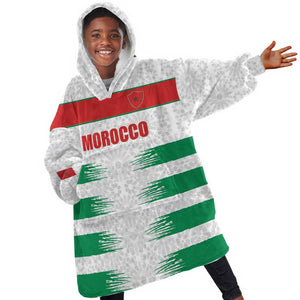 Custom Morocco Football Kid Wearable Blanket Hoodie Road To Football Glory - African Pride