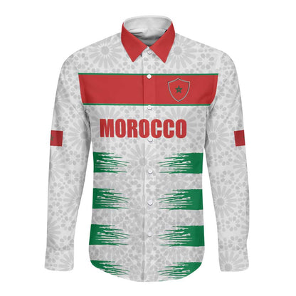Custom Morocco Football Long Sleeve Button Shirt Road To Football Glory - African Pride