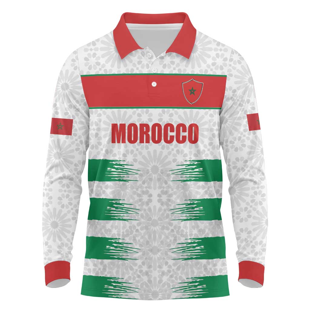 Custom Morocco Football Long Sleeve Polo Shirt Road To Football Glory - African Pride