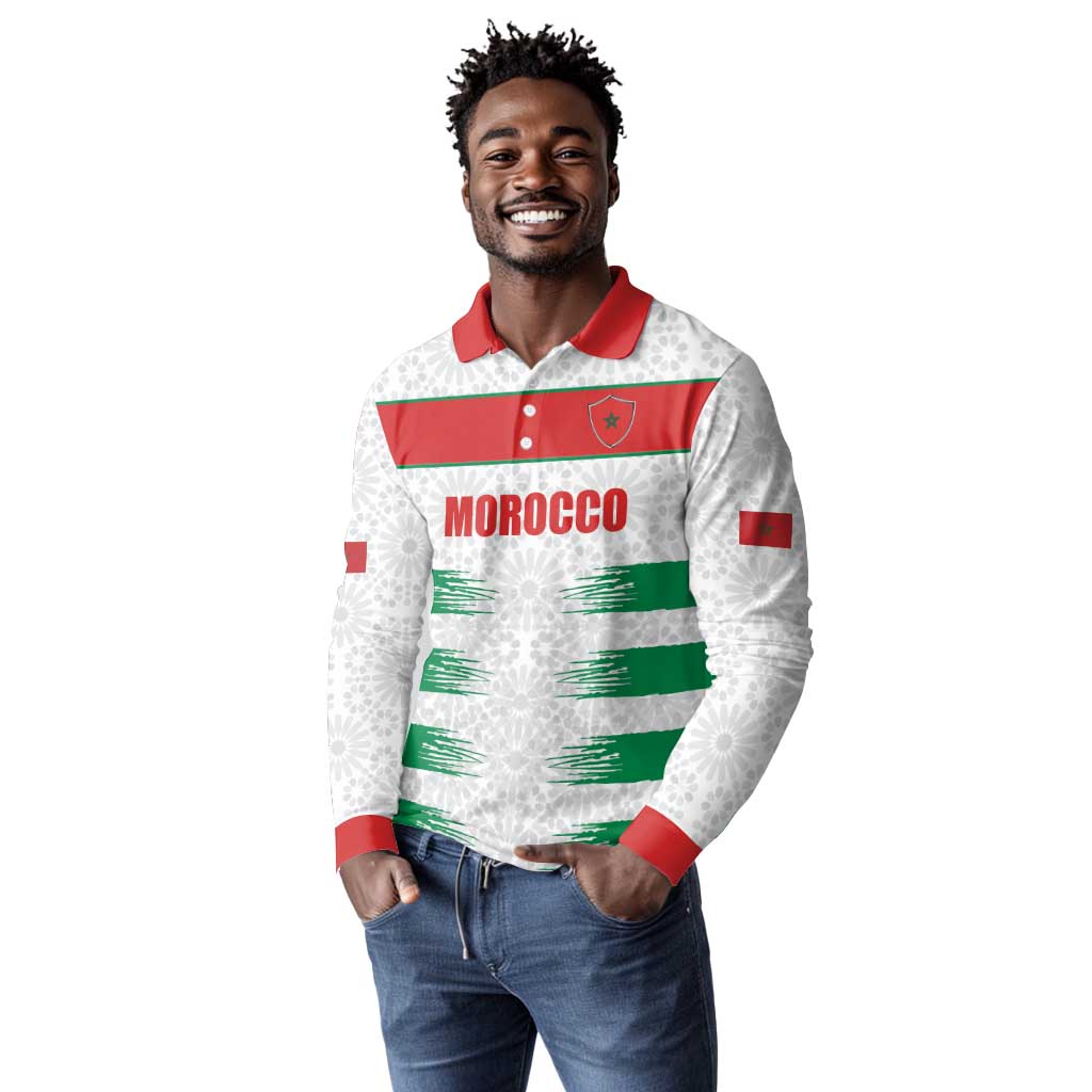 Custom Morocco Football Long Sleeve Polo Shirt Road To Football Glory - African Pride