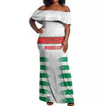 Custom Morocco Football Off Shoulder Maxi Dress Road To Football Glory - African Pride