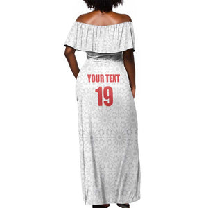 Custom Morocco Football Off Shoulder Maxi Dress Road To Football Glory - African Pride