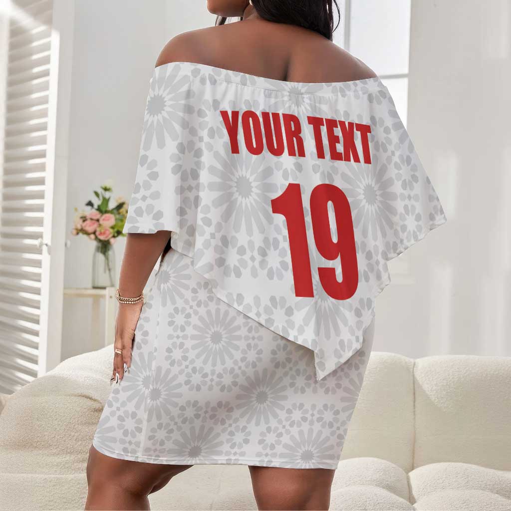 Custom Morocco Football Off Shoulder Short Dress Road To Football Glory - African Pride