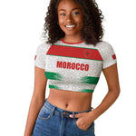 Custom Morocco Football Raglan Cropped T shirt Road To Football Glory - African Pride