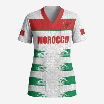 Custom Morocco Football Scrub Top Road To Football Glory - African Pride