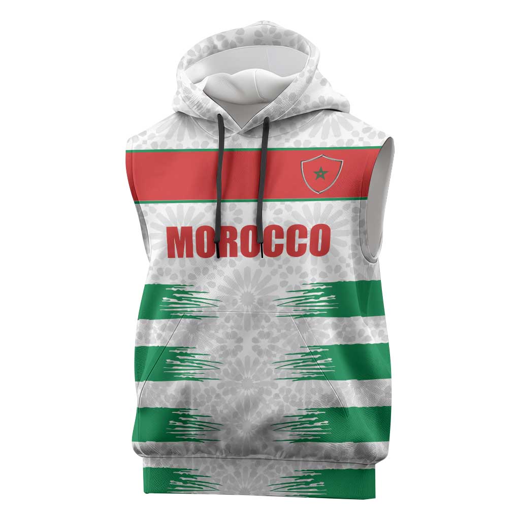 Custom Morocco Football Sleeveless Hoodie Road To Football Glory - African Pride