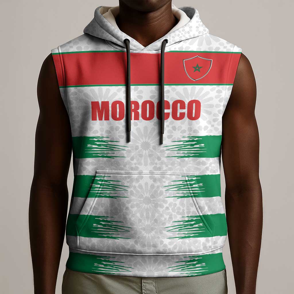 Custom Morocco Football Sleeveless Hoodie Road To Football Glory - African Pride