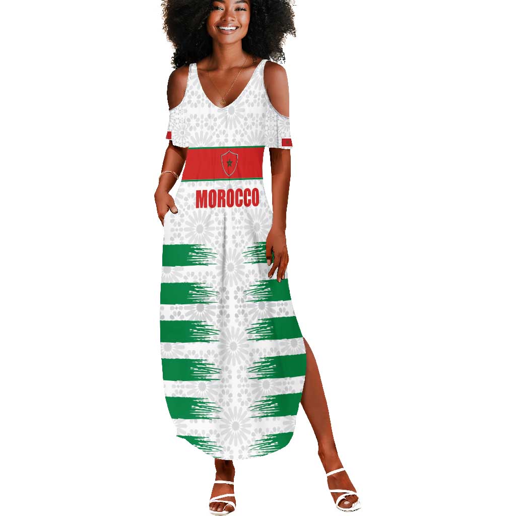 Custom Morocco Football Summer Maxi Dress Road To Football Glory - African Pride