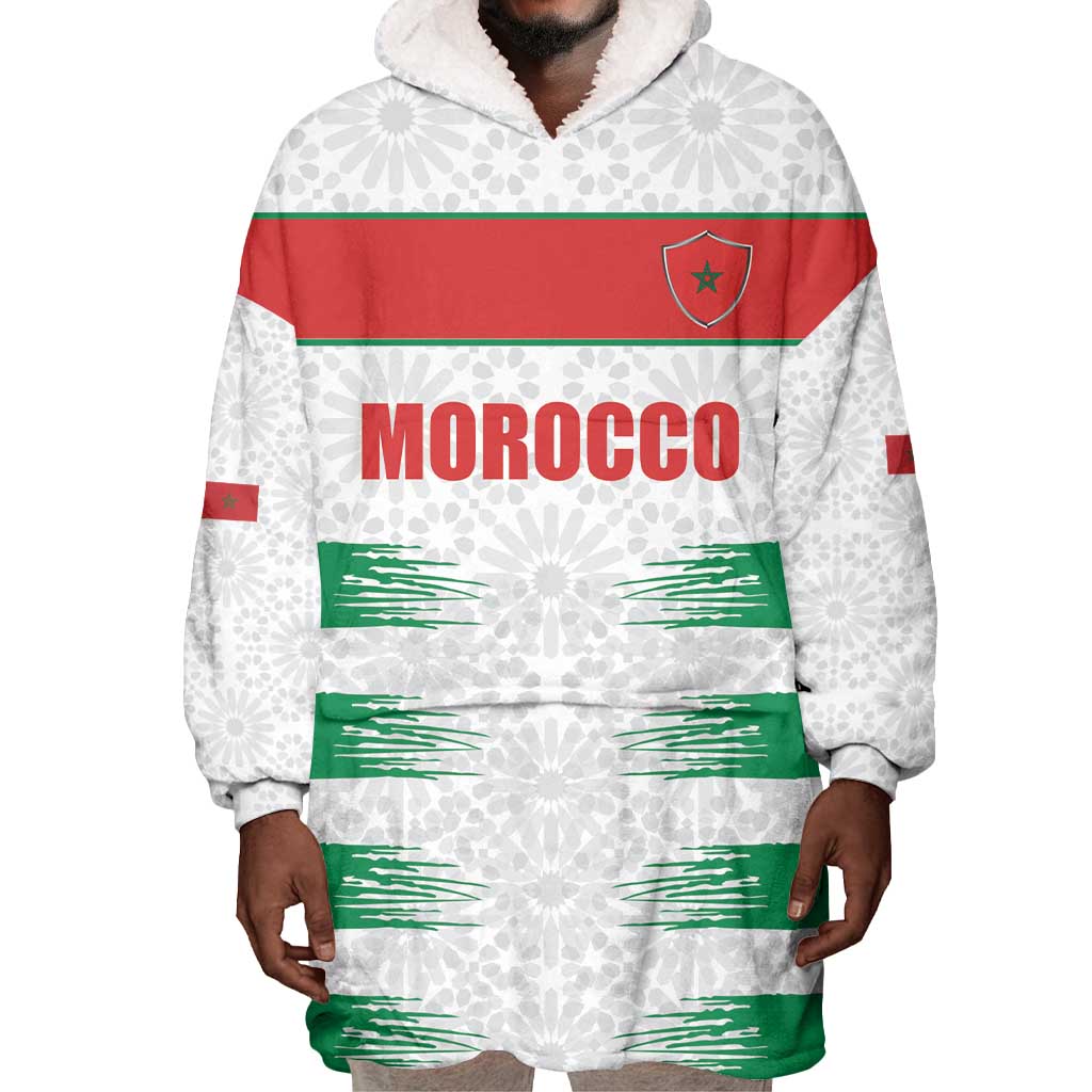 Custom Morocco Football Wearable Blanket Hoodie Road To Football Glory - African Pride