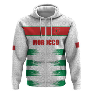 Custom Morocco Football Zip Hoodie Road To Football Glory - African Pride