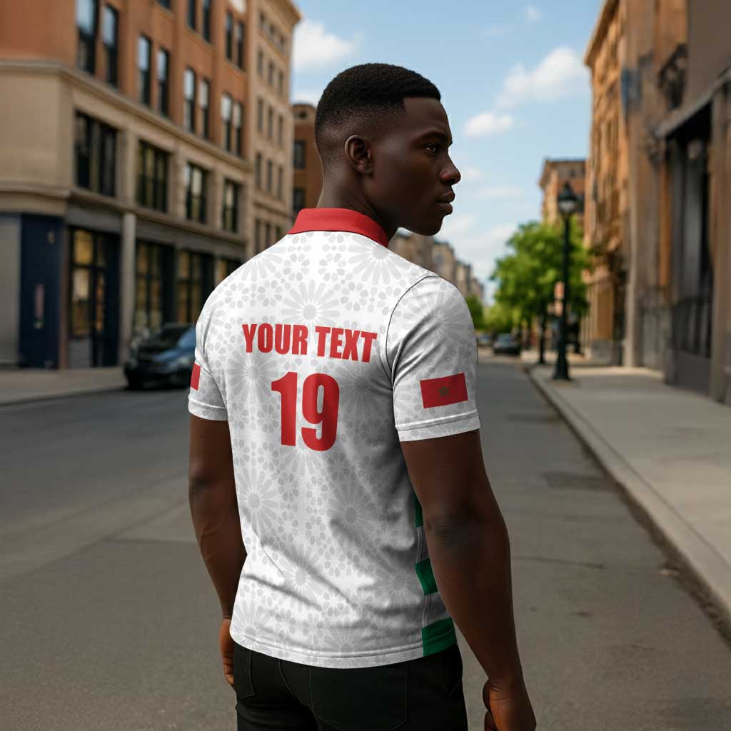 Custom Morocco Football Zipper Polo Shirt Road To Football Glory - African Pride