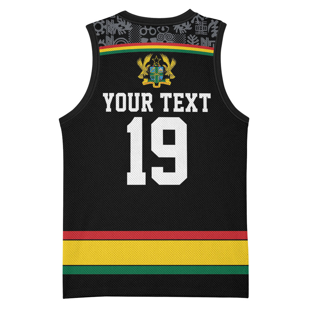 Custom World Football 2026 Ghana Basketball Jersey Black Star Adinkra Heritage Black Version