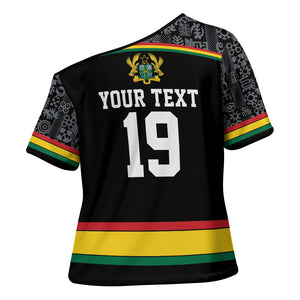 Custom World Football 2026 Ghana Cross Shoulder Shirt Black Star Adinkra Heritage Black Version